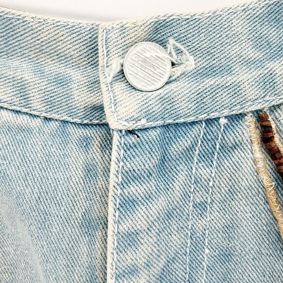 JOU JOU VTG 80s Denim Blue Embellished Long Jean Short 11/12 - Picture 2 of 13
